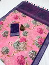 MG 465 Linen With Silver Jari Border Printed Sarees Wholesale Shop In Surat